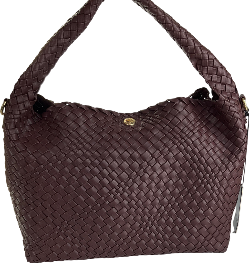 Dune Red Deliberate Woven Shoulder Bag Burgundy One Size