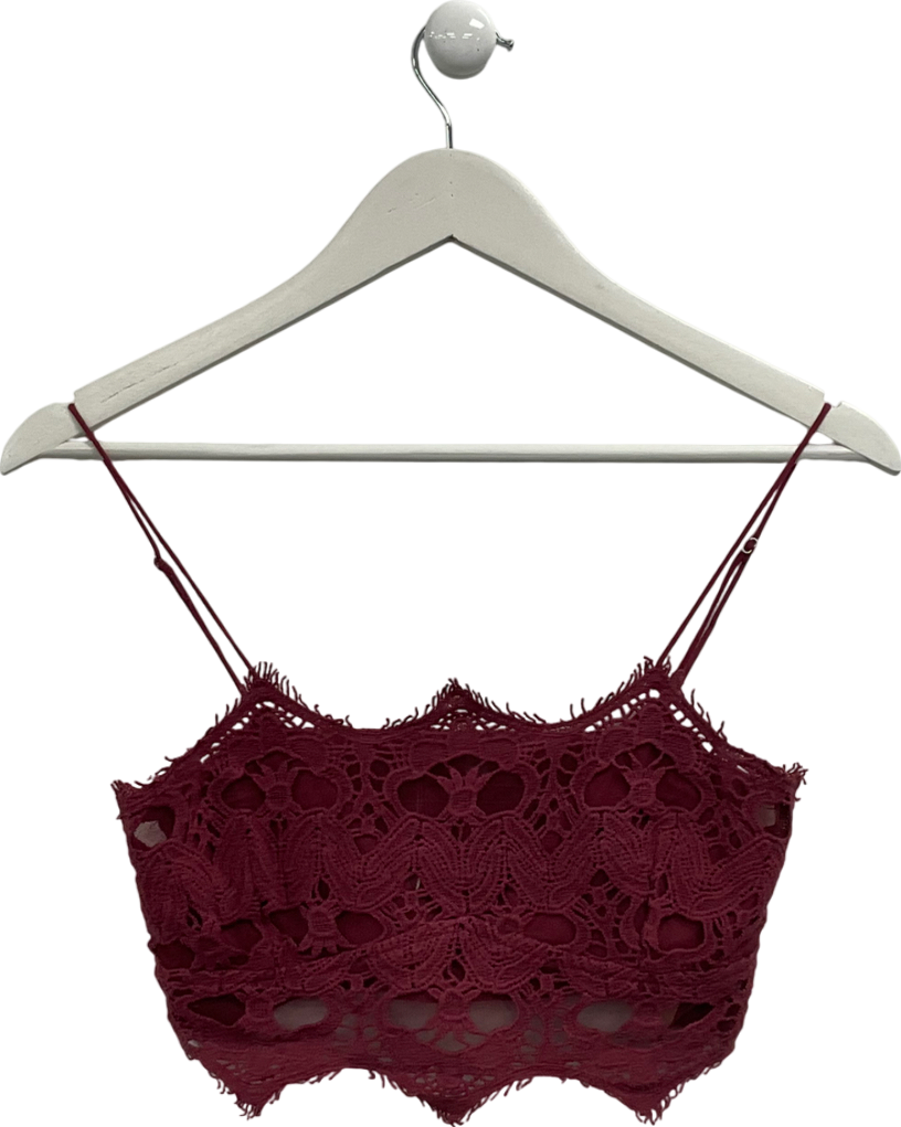 Free People Athena Scallop Crochet Bralette in Wine  UK S