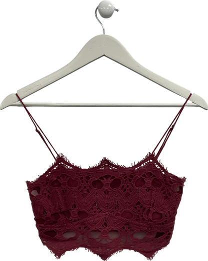 Free People Athena Scallop Crochet Bralette in Wine  UK S