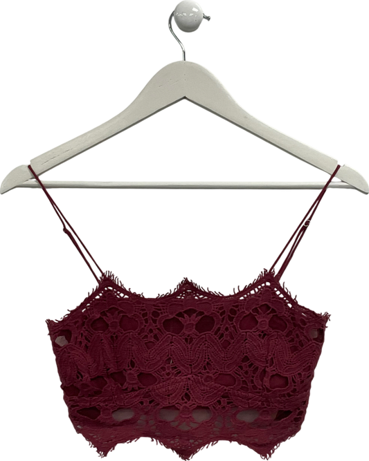 Free People Athena Scallop Crochet Bralette in Wine  UK S