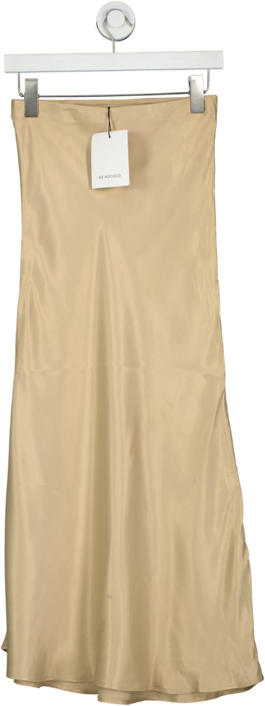 De Rococo Beige Satin Slip Skirt UK XS