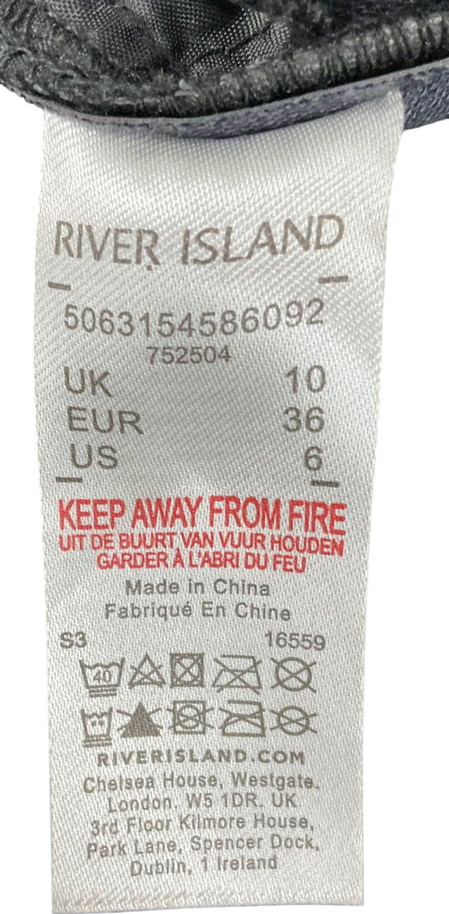 River Island Black Vegan Leather Straight Trousers UK 10