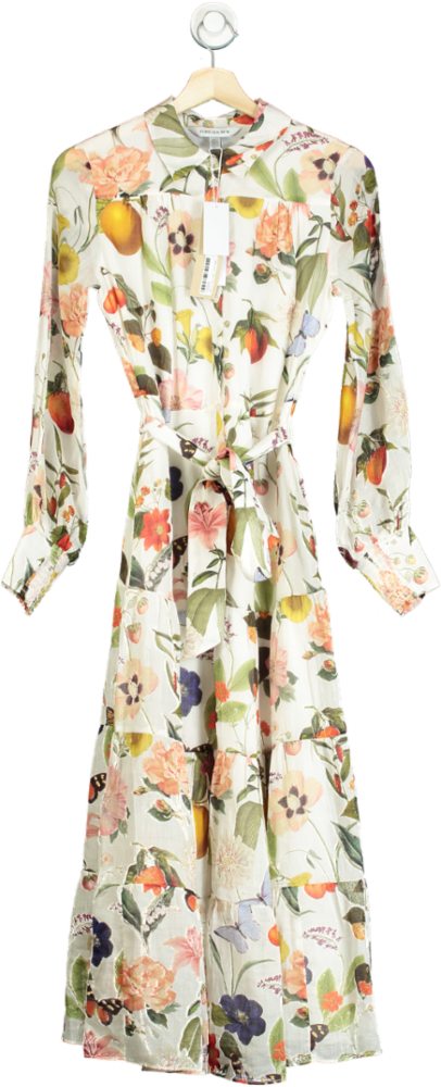 Forever New White Sylvie Tiered Shirt Midi Dress UK 6