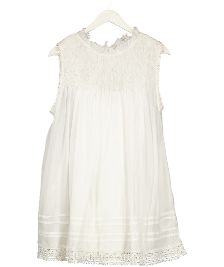 Free People White Smock Mini Dress UK S