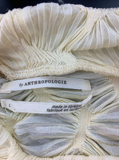 Anthropologie Ivory Textured Long Sleeve Top L