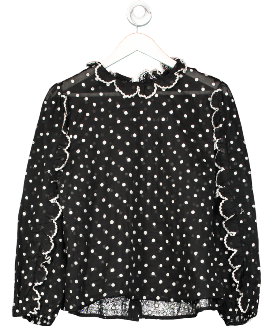 Zimmermann Black /white Sheer Tulle Frill Detail Blouse Sz3 UK 12