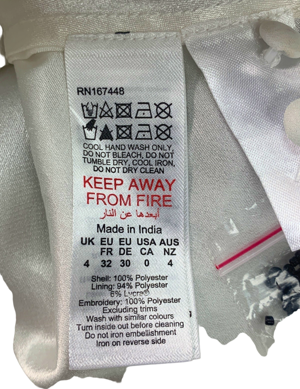 Karen Millen Ivory and Black Petite Baroque Applique Woven Mini Dress UK 4