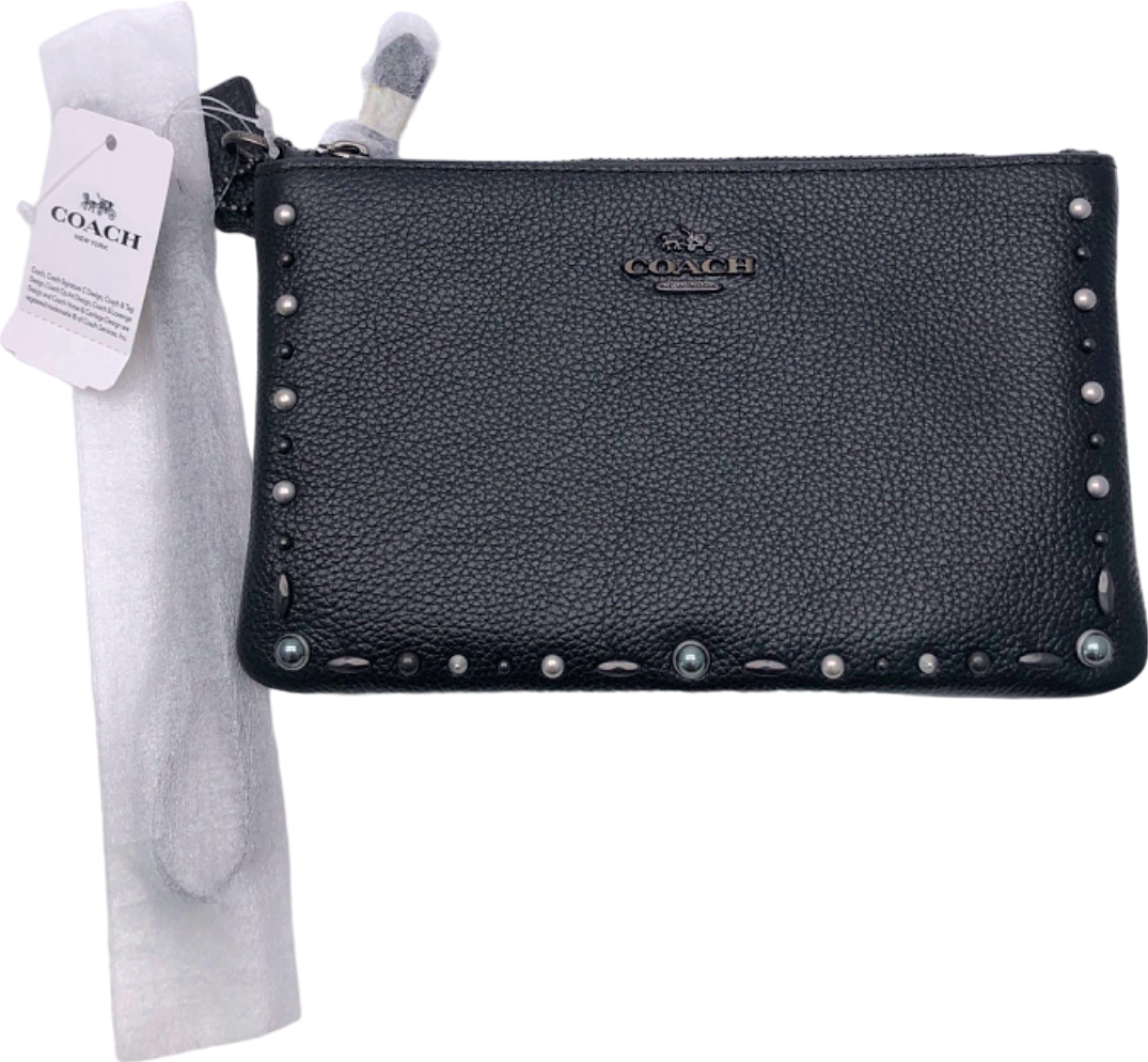 Coach Black Prairie Rivets Detailed Small Wristlet