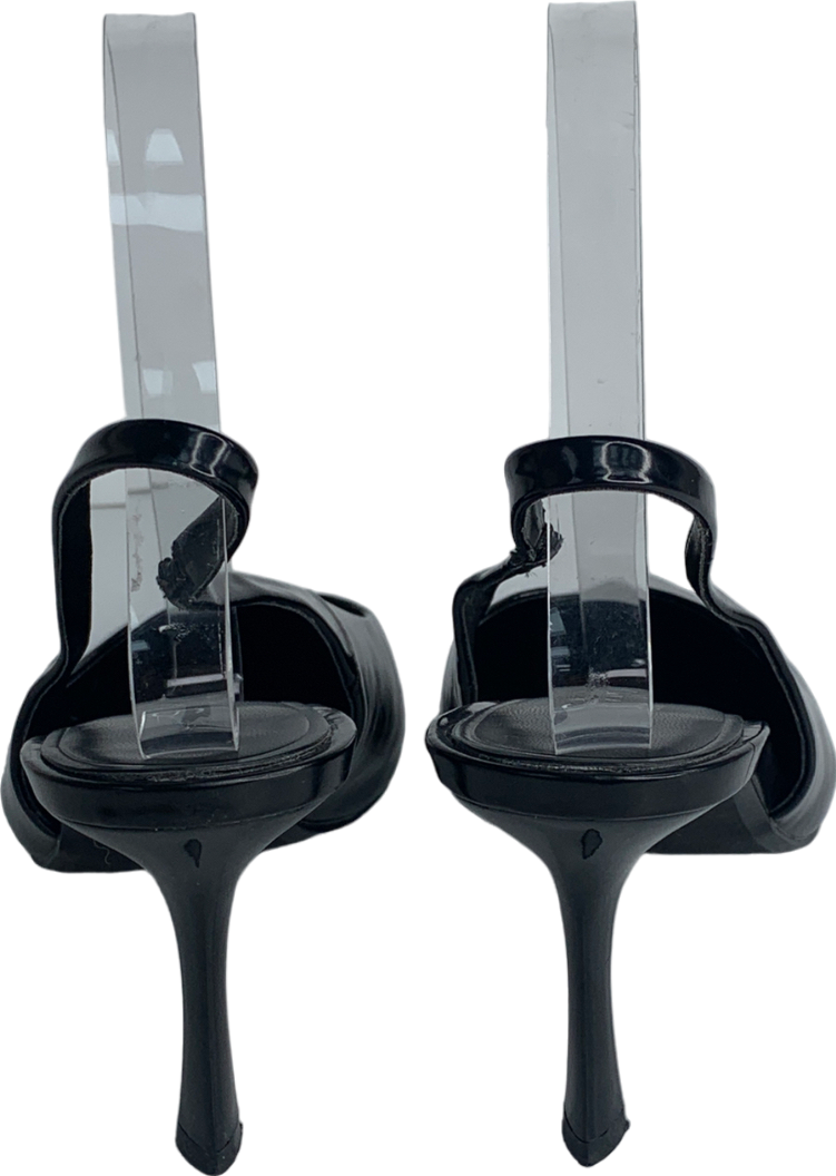 Simmi London Cecily Black Patent Low Sling Back Court Shoes UK 6 EU 39 👠