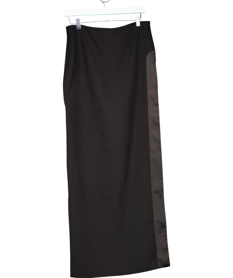 Retrofete Black High Slit Maxi Skirt UK S