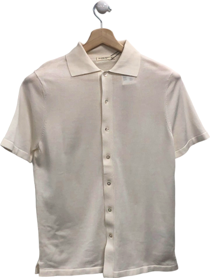 SUITSUPPLY Off-White Californian Cotton & Mulberry Silk Polo Cardigan UK M