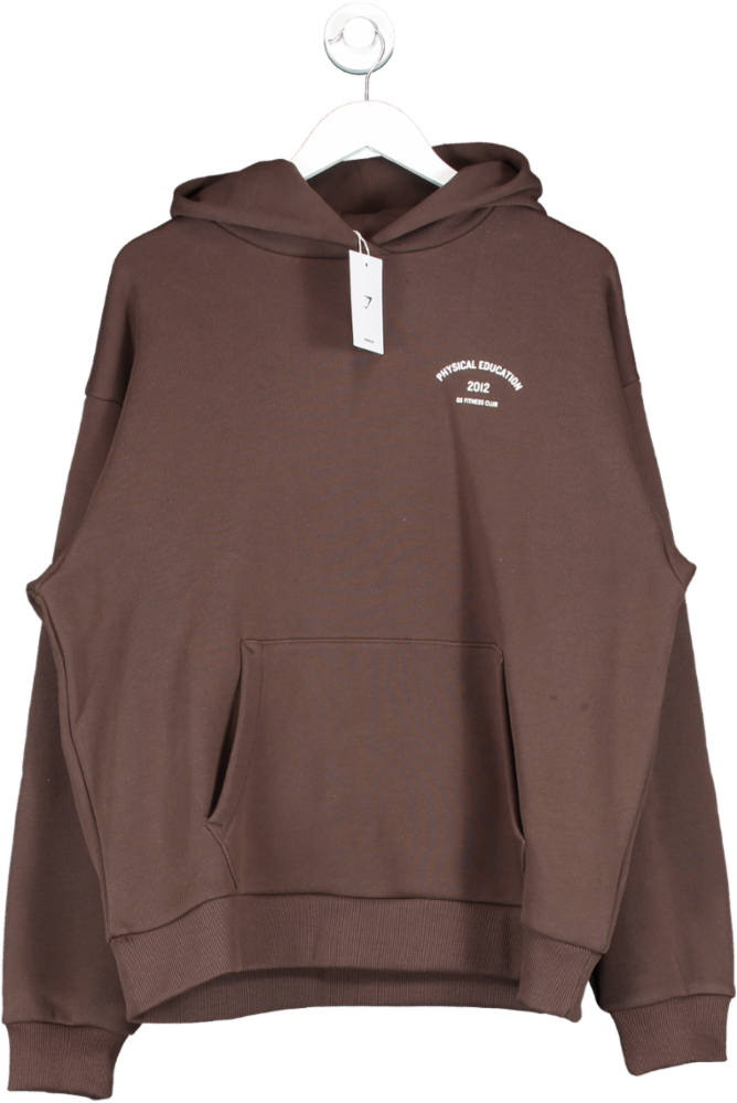 gymshark Brown Physical Ed Oversized Graphic Hoodie UK XL