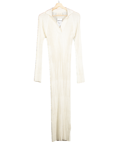 LouLou Studio Cream Kale Ribbed Silk Cotton Blend Midi Dress UK XS