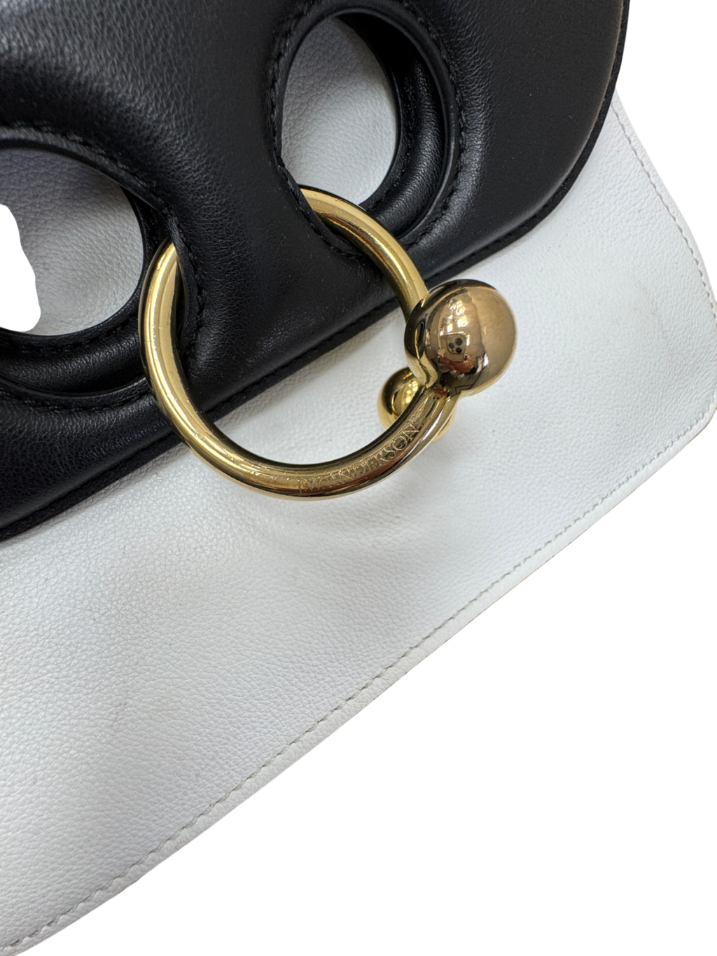JW Anderson Mini Pierce Leather Bag With Gold Hardware - Black & White One Size