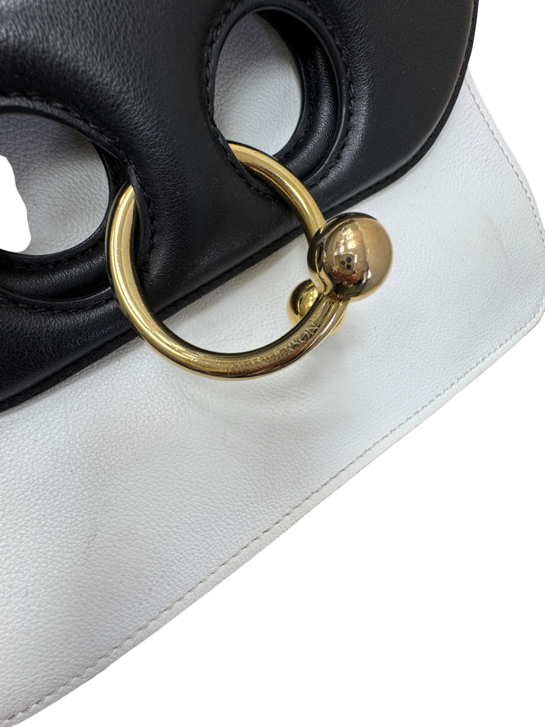 JW Anderson Mini Pierce Leather Bag With Gold Hardware - Black & White One Size