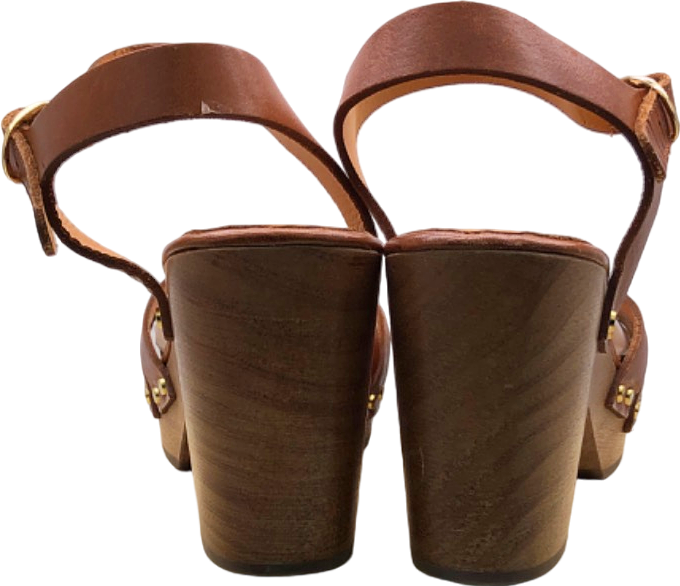 Sezane Smoth Leather  Camel Isabelle Clogs UK 8