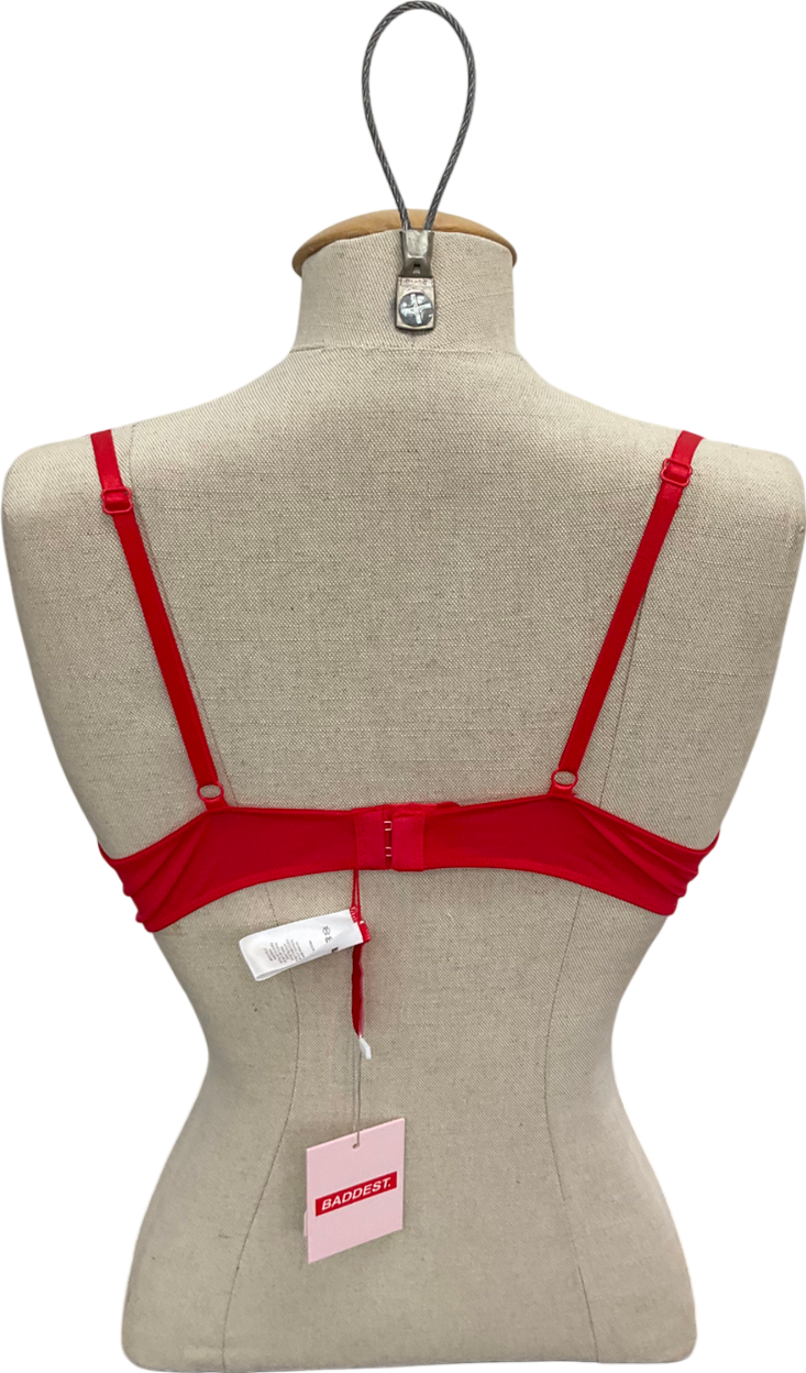 Baddest Bod Red Baddie Lace Trimmed Bra UK XL