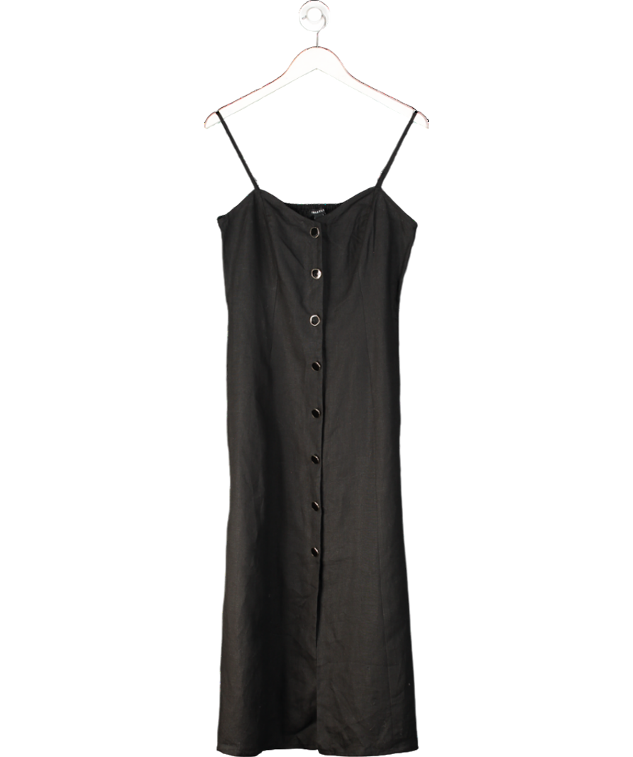 Whistles Black Ava Button Linen Mix Dress UK 12