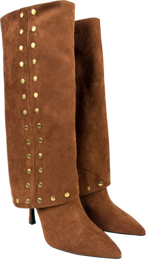 Daniel Brown Lootie Tan Fold Over Heeled Knee Boots UK 6 EU 39
