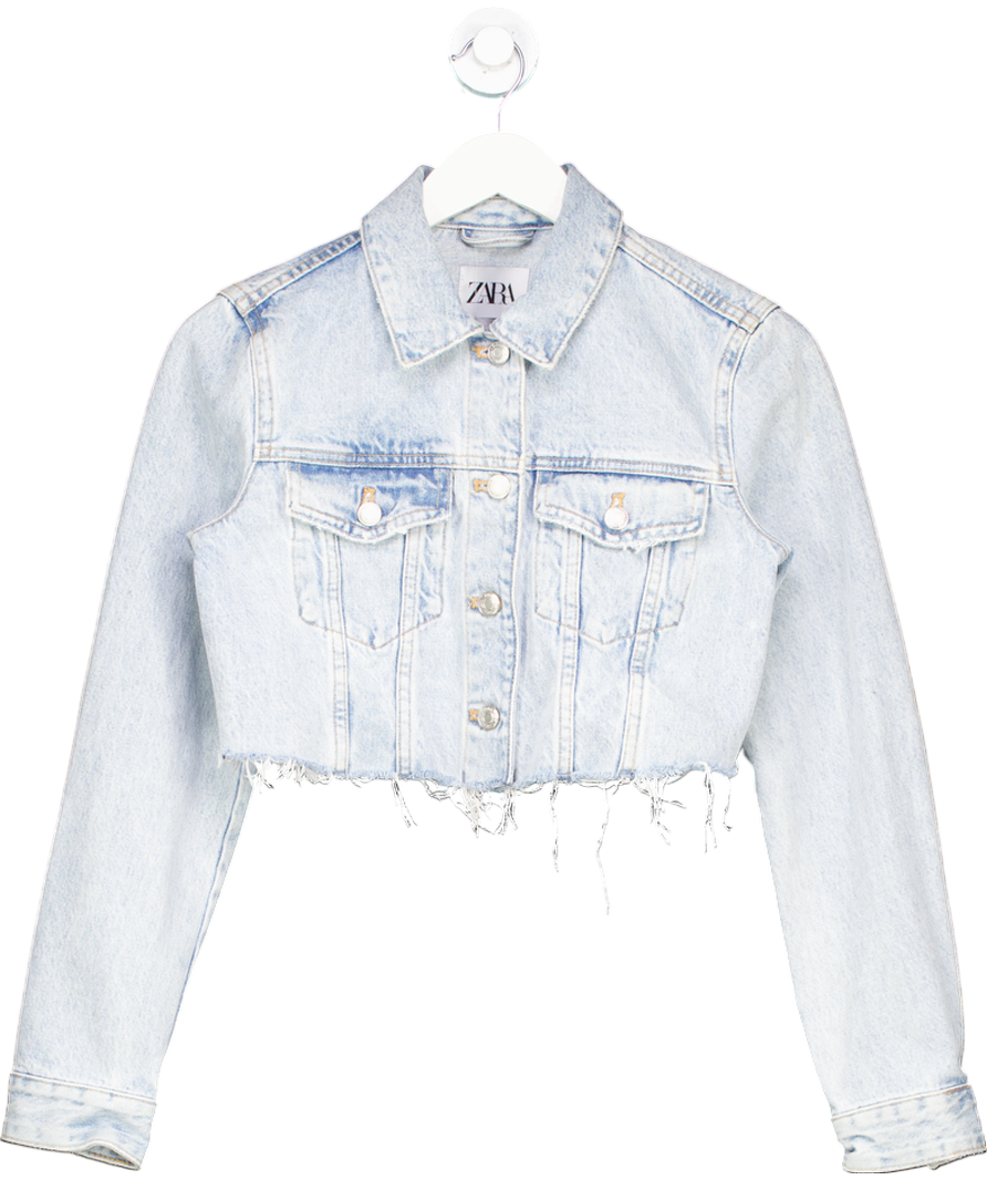 ZARA Blue Cropped Denim Jacket UK XS