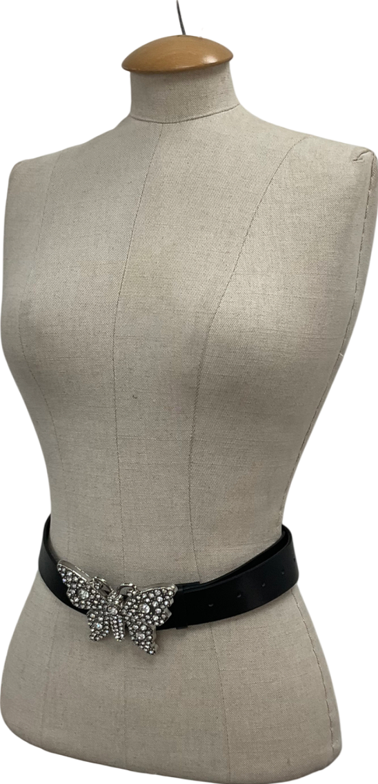 River Island Black Dimante Butterfly Belt UK L
