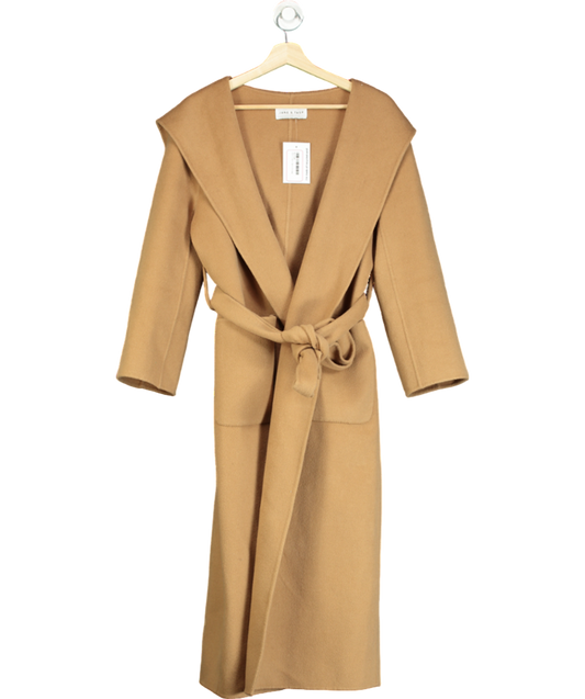 JANE & TASH Beige Belted Coat With Hood UK S