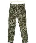 Good American Green Leopard Print Crop Jeans UK 8