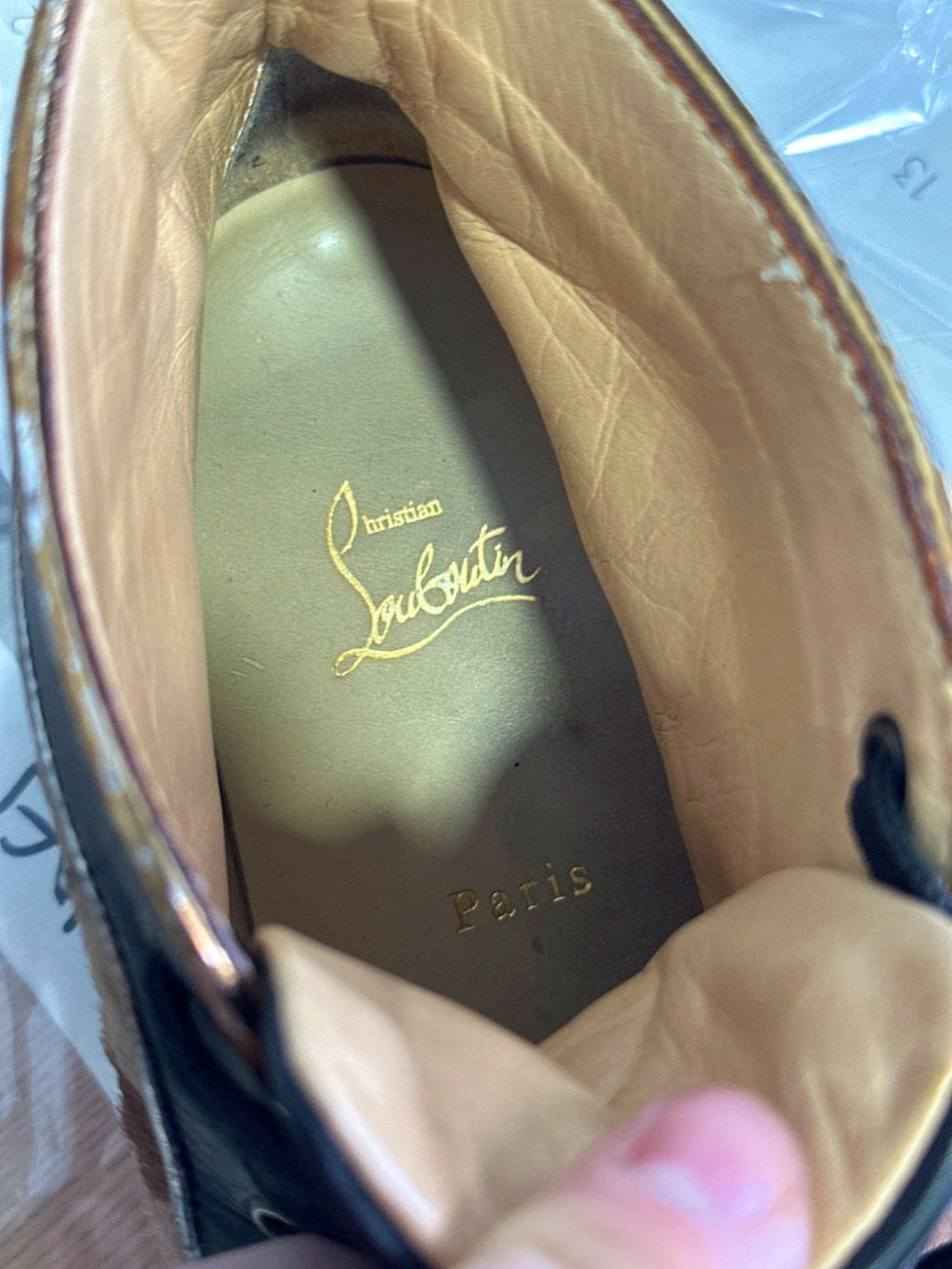 Christian Louboutin Black/Brown Camo High-top Sneakers UK 9