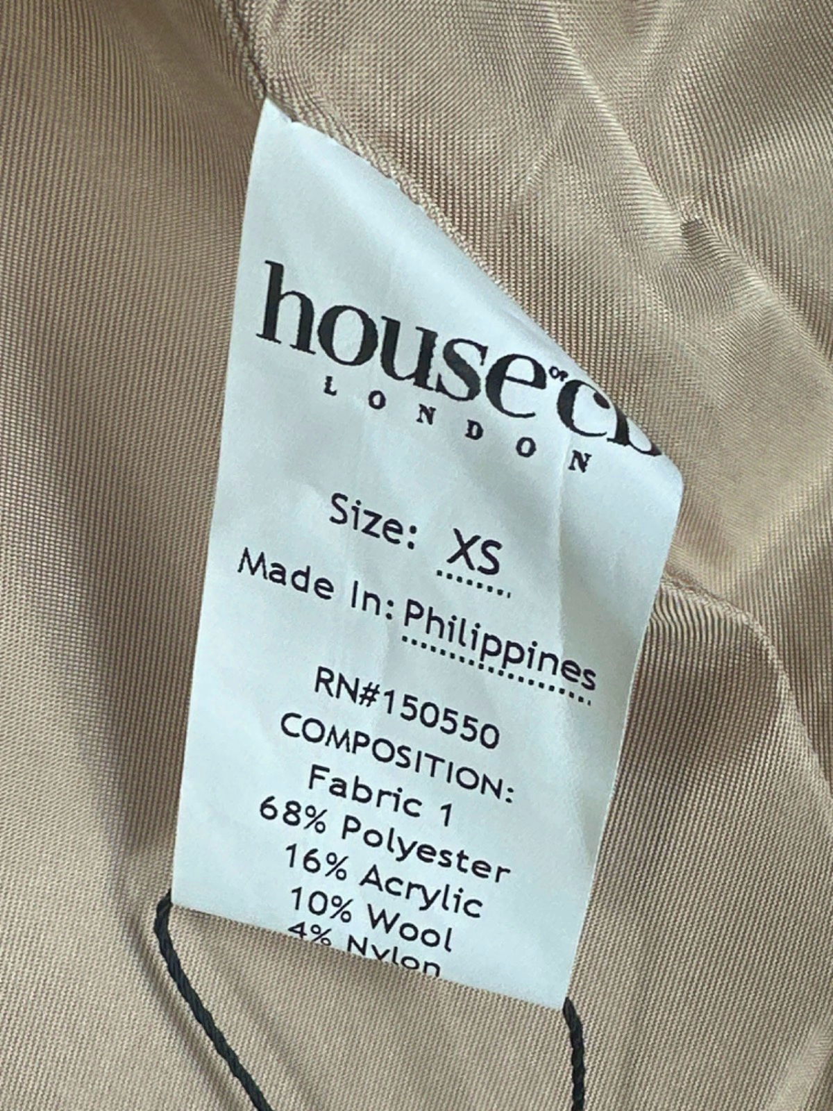 House of CB Beige Carter White Pepper Coat XS