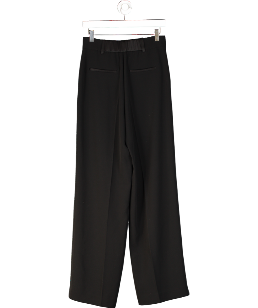 THE FOLD Black Clever Crepe Adelaide Wide-leg Trousers UK 8