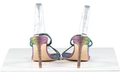 Bettina Vermillon Multicoloured Lady Strass Rainbow Crystal Embellished Strappy Heels UK 4 EU 37 👠