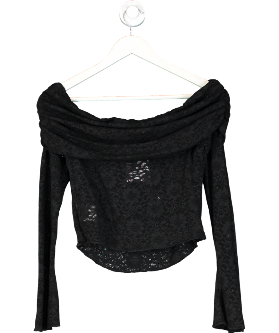 White Fox Black Be Good To You Lace Long Sleeve Top UK L