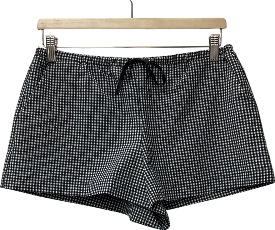 ZARA Black Check Shorts With Ties UK S