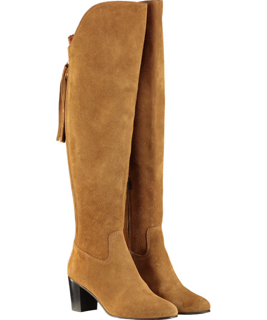 Fairfax & Favor Brown Suede Amira Knee Heeled Boots UK 6 EU 39 👠