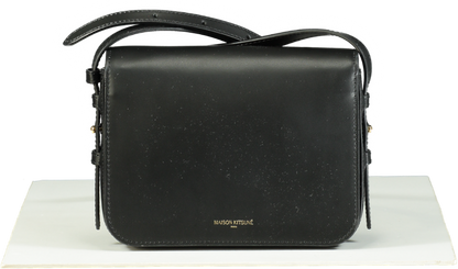 Maison Kitsuné Black Leather Eddie Fox Clasp Crossbody Bag