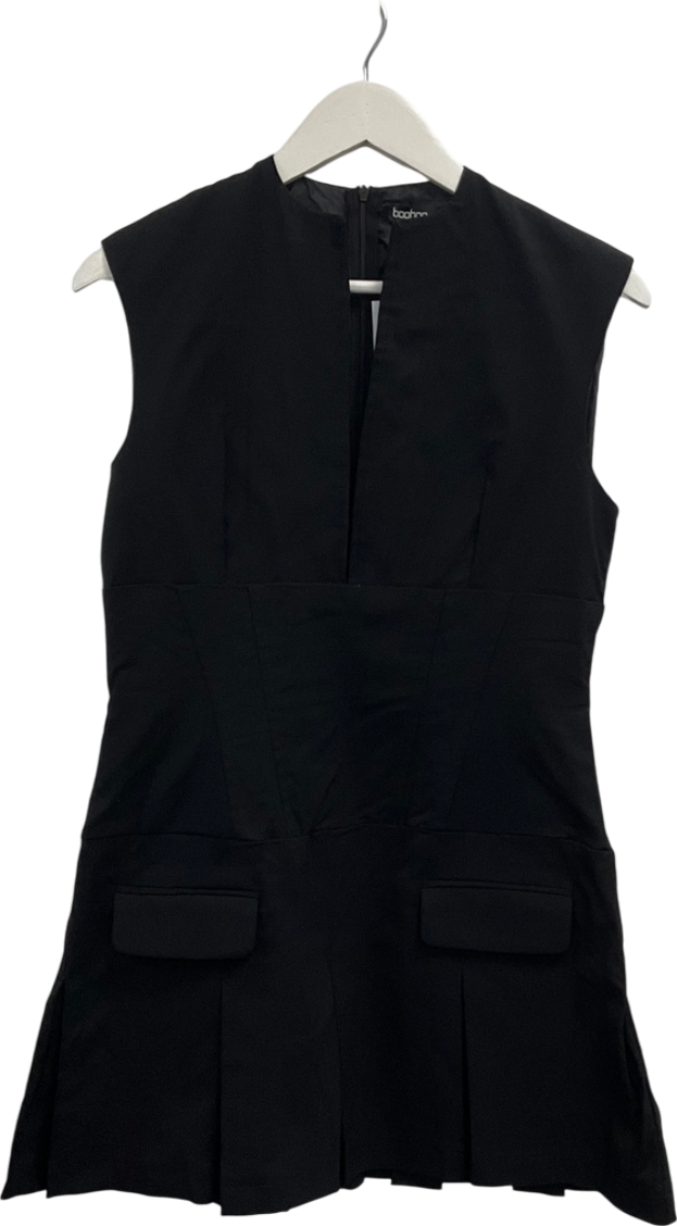 boohoo Black Box Pleated Skirt Mini Dress UK 14