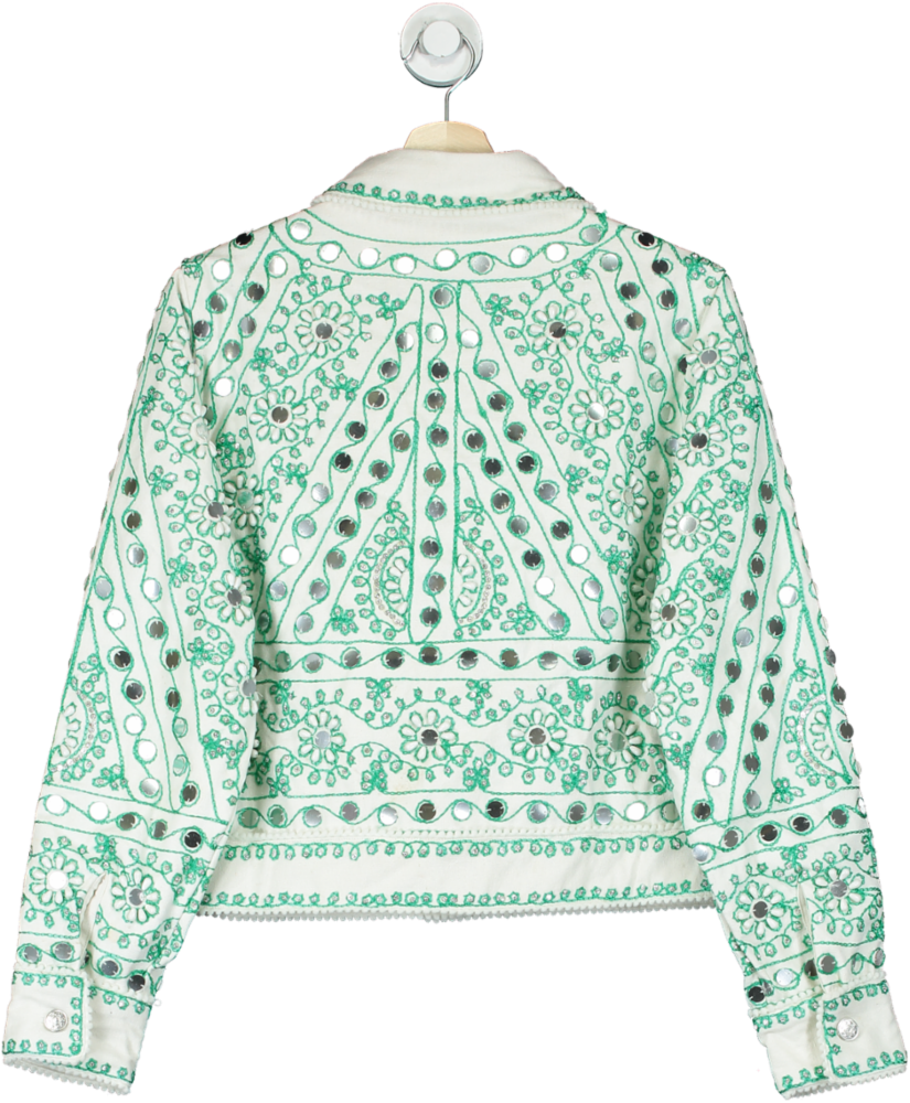 ibBan White Green Embroidered Jacket UK M/L