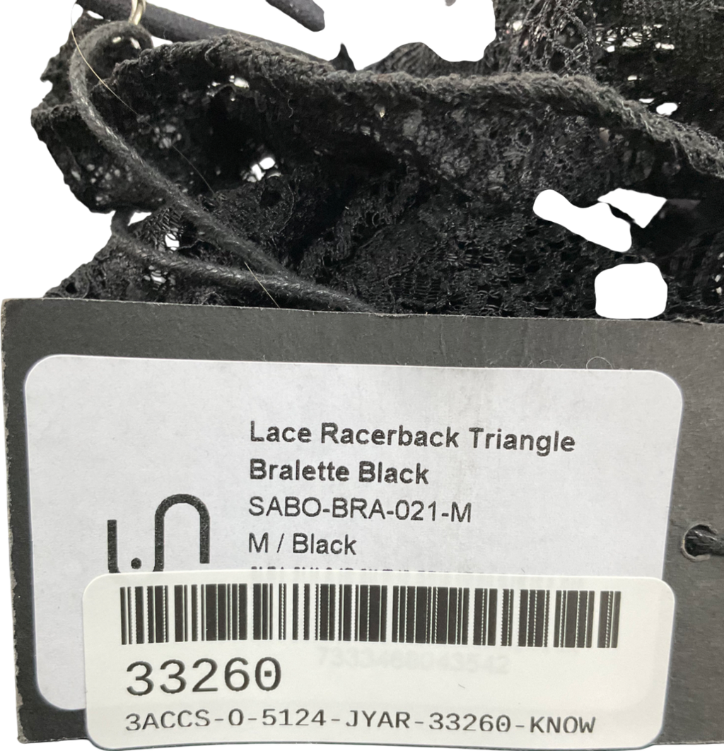 Understatement Black Lace Racerback Triangle Bralette UK M