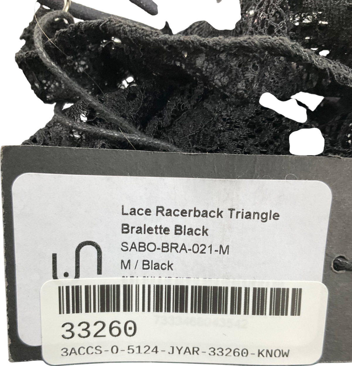 Understatement Black Lace Racerback Triangle Bralette UK M