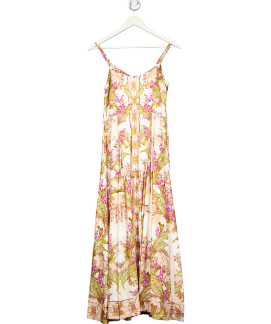 Karen Millen Multicoloured Mirrored Floral Viscose Linen Strappy Maxi Dress UK 6