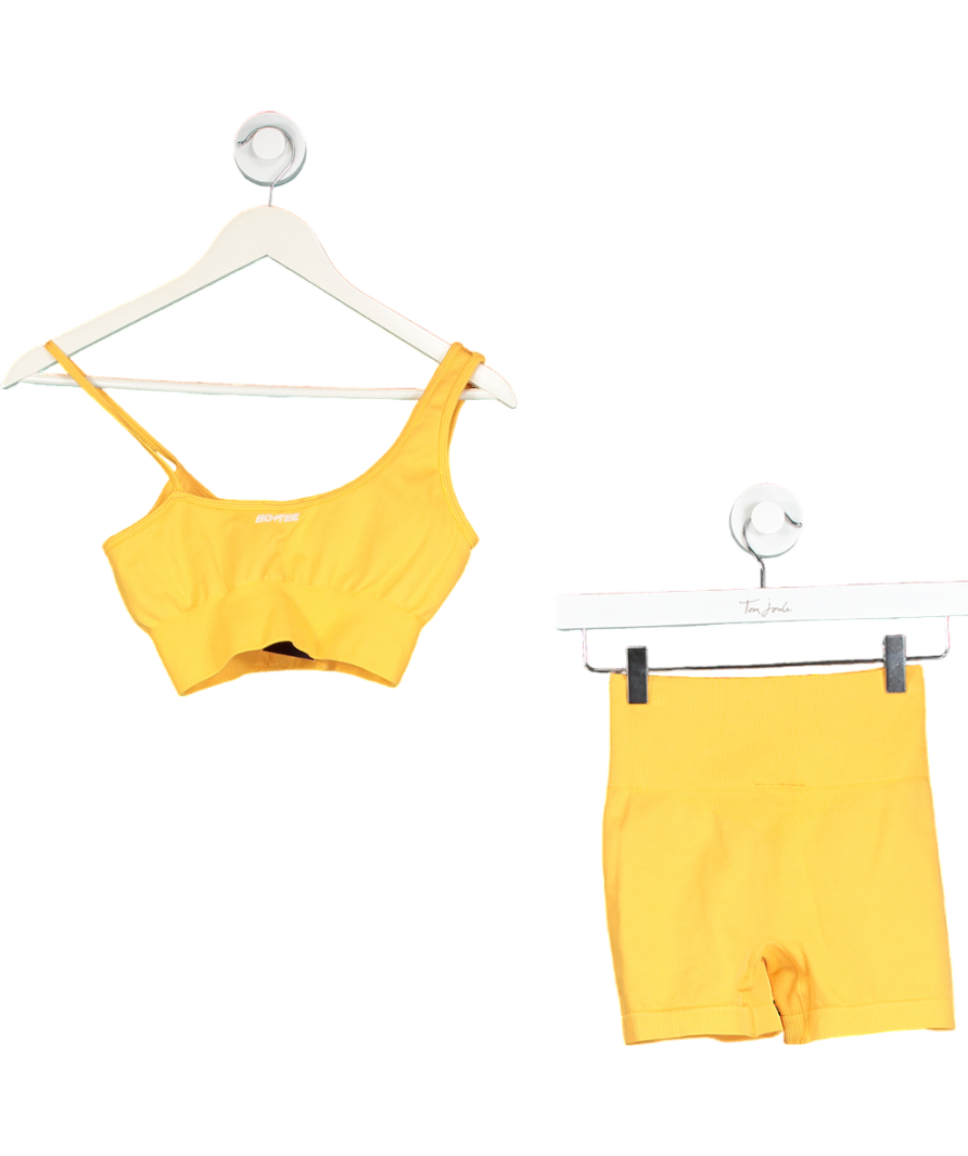 Bo + Tee Yellow Sports Bra And Mini Shorts Set UK XS/S