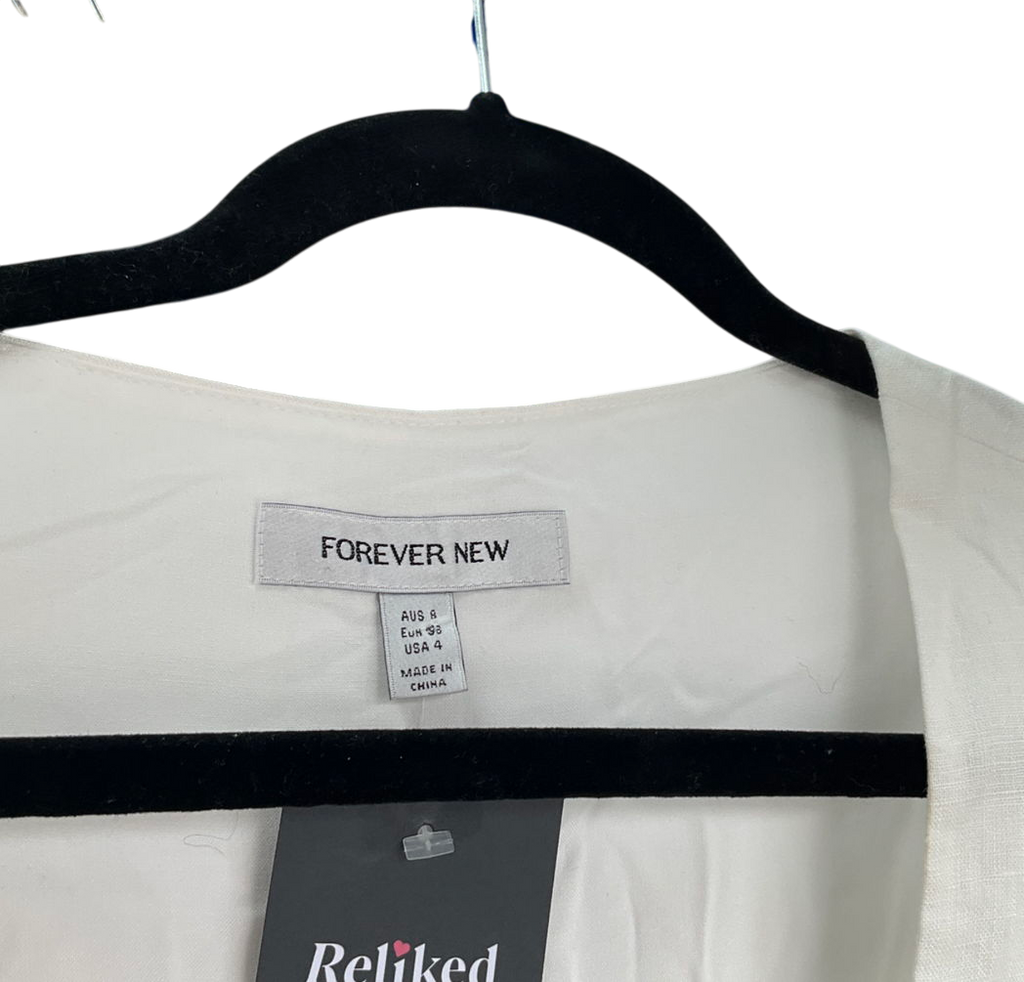 forever 21 White Linen Caprice Scoop-neck Mini Dress UK 8