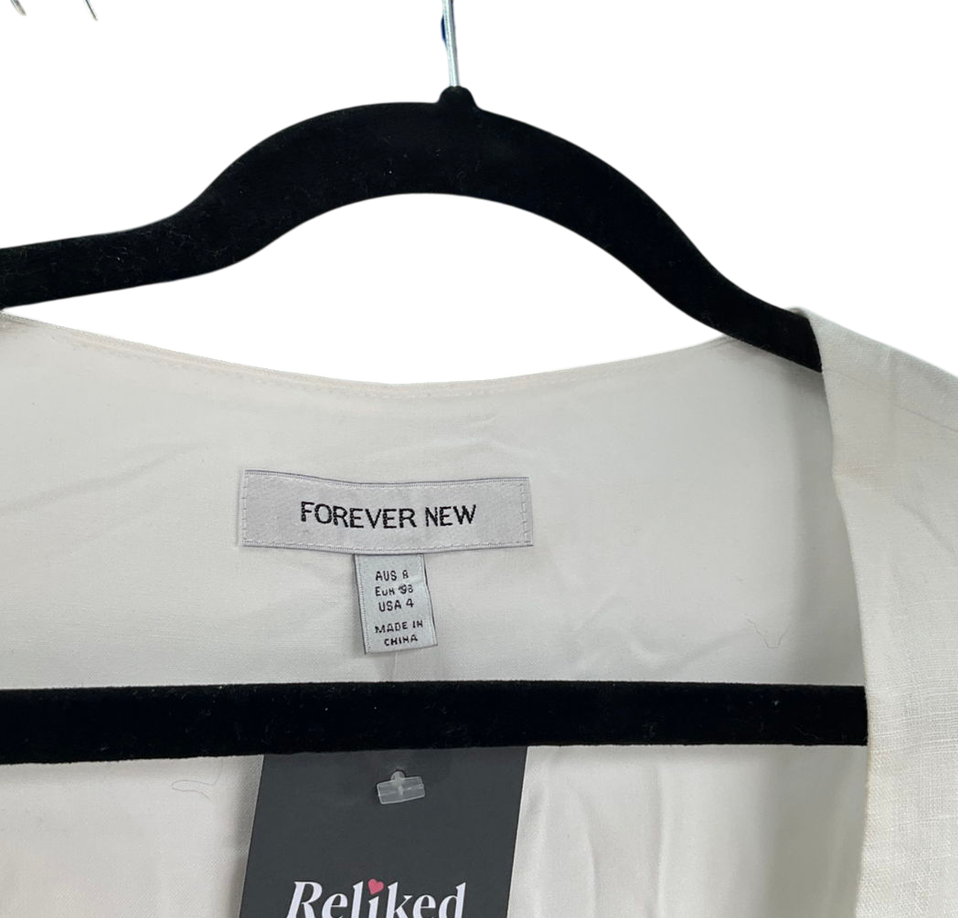 forever 21 White Linen Caprice Scoop-neck Mini Dress UK 8