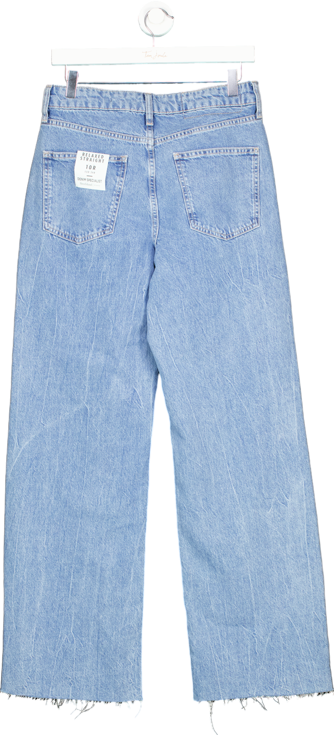 River Island Blue Embellished Relaxed Straight Jeans UK 10