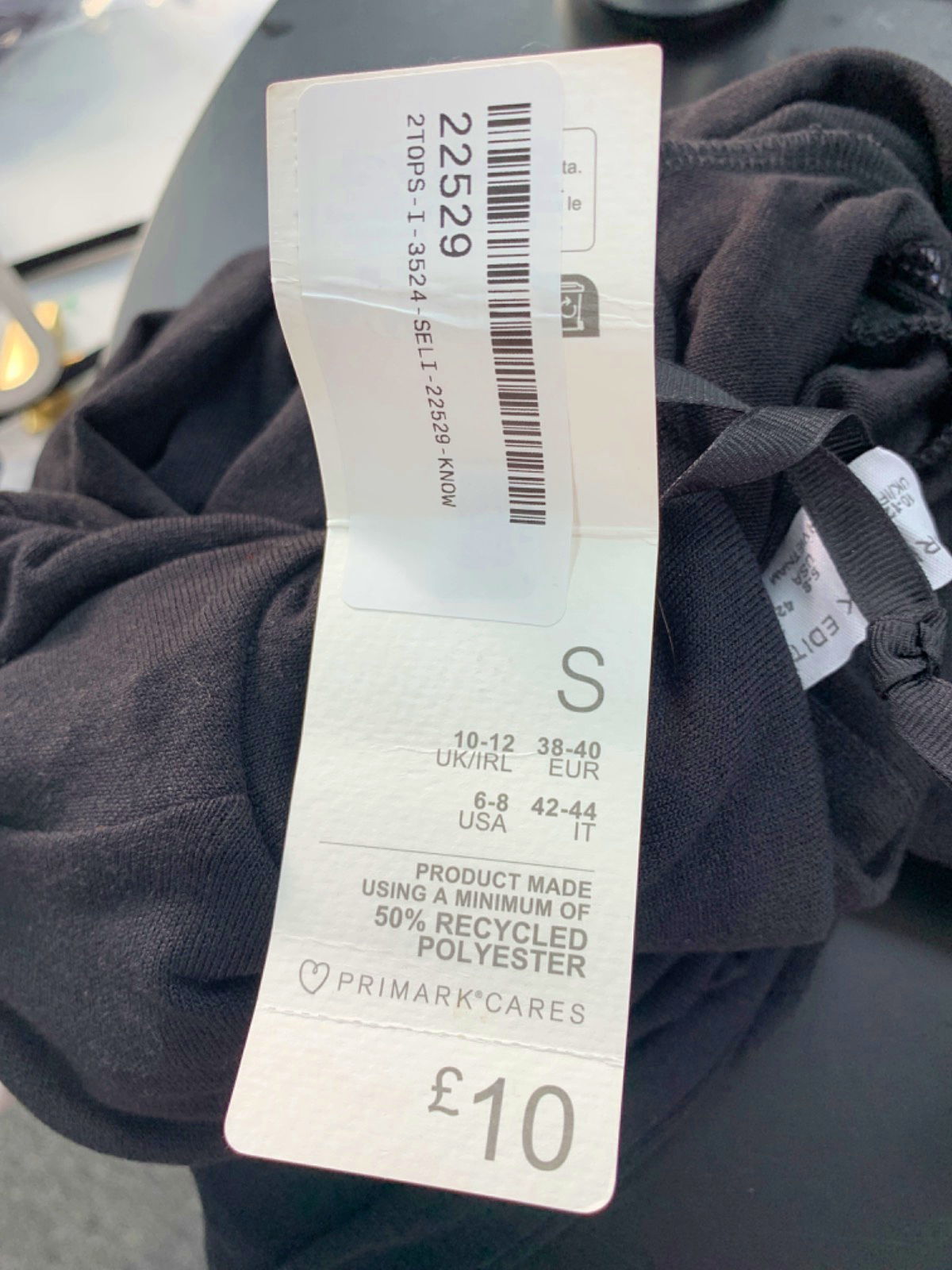 Primark Black High Neck Long Sleeve Top UK S