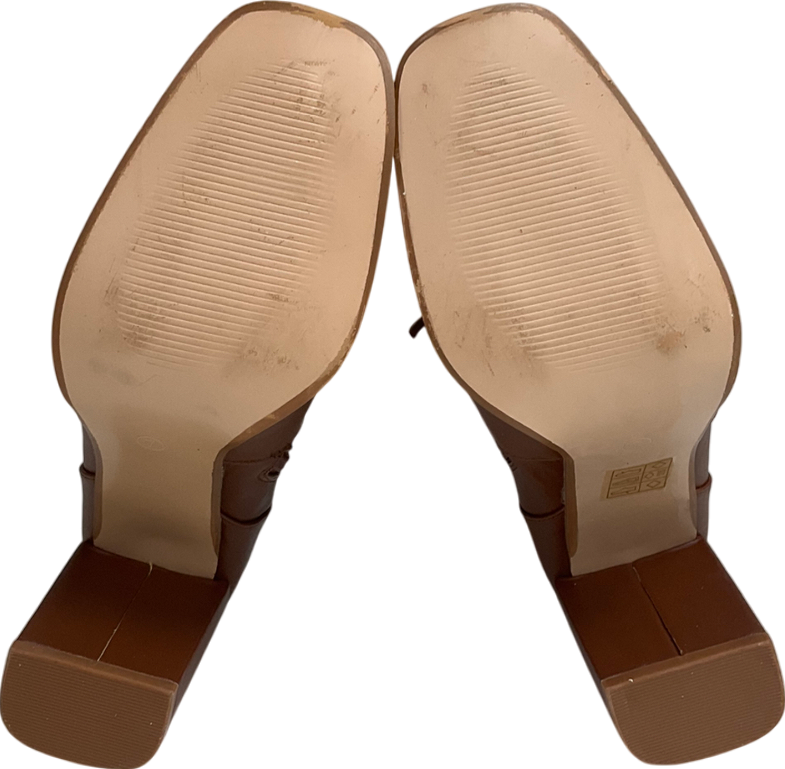 PrettyLittleThing Brown Round Toe Ruched Over The Knee Block Heeled Boots UK 7 EU 40 👠