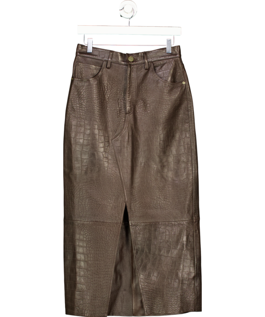 FRAME Brown The Midaxi Leather Skirt W27