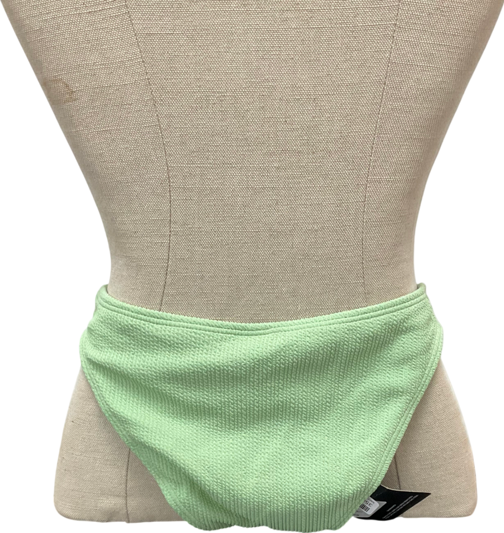 PrettyLittleThing Sage Green Mini Crinkle Tanga Bikini Bottoms UK 8