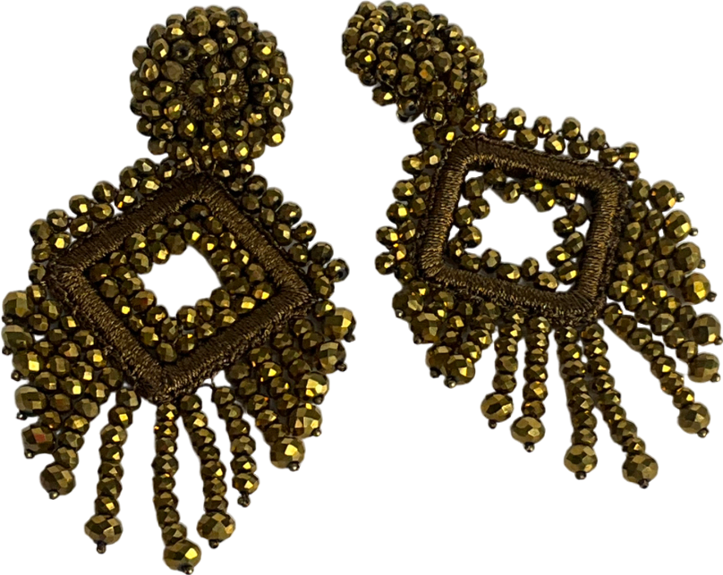 Gold Beaded Oversize Earrings