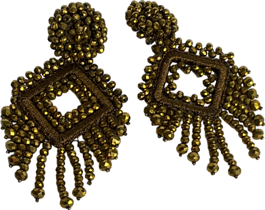 Gold Beaded Oversize Earrings